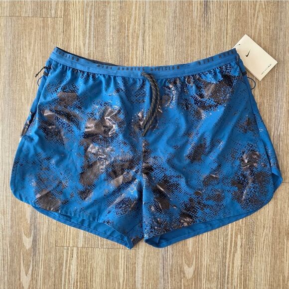 Nike Running Division Men's Shorts Camo Black Blue Lined Large L 3M FN3377-476 - Picture 1 of 13